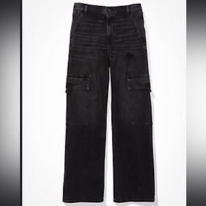 American Eagle AE Super High Waisted Cargo Baggy Wide Leg Jeans